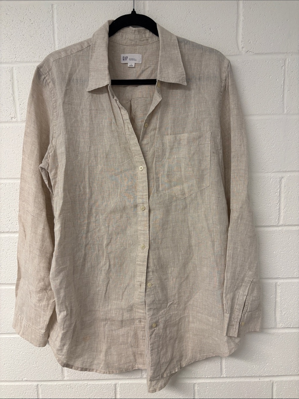 GAP Boyfriend Fit Linen Shirt in Natural